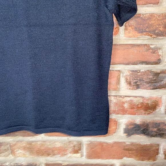 Tahari Arthur S Levine Black Knit Short Sleeve Mock Neck Sweater Women's Size 8 - Picture 3 of 6